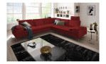 Komfort-Ecksofa Valentino, in der Farbausführung Dunkelrot, in einem Raum stehend, mit der Sitztiefenverstellung