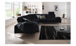 Komfort-Ecksofa Valentino, in der Farbausführung Anthrazit, in einem Raum stehend,mit der Sitztiefenverstellung, Frontansicht 