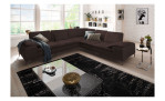 Basis-Ecksofa Valentinoo, in der Farbausführung Dunkelbraun, in einem Raum stehend, Schrägansicht