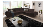 Basis-Ecksofa Valentinoo, in der Farbausführung Dunkelbraun, in einem Raum stehend, Schrägansicht