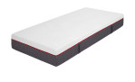 Gel-/Visko-/TFK-Matratze Easydream GVT 1710, 90 cm, weiße Oberseite, rote Einfassung, dunkelgraue Rautenmuster an den Seiten, auf weißem Hintergrund dargestellt.