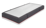 Gel-/Visko-/TFK-Matratze Easydream GVT 1710, 90 × 200 × 25 cm, Bezug in Grau/Weiß/Rot, abgebildet auf weißem Hintergrund.