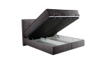 Polsterbett Ashley in der Farbe anthrazit, mit geöffneten Bettkasten