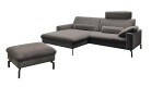 planoform Ecksofa El Paso in grau mit Hocker ohne Hintergrund