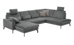 Komfort-Ecksofa plano|FORM El Paso, in der Fartbausführung Grey, Schrägansicht