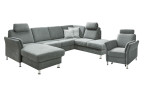 Komfort-Ecksofa plano|FORM Lirio in der Farbausführung Steel