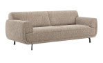 Modernes 3-Sitzer-Sofa Belem aus strukturiertem hellbraunem Stoff mit schlanken schwarzen Metallbeinen.