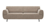 Xooon 3-Sitzer-Sofa Belem: modernes Dreisitzer-Sofa aus neutralem, strukturiertem Stoff mit abgerundeten Armlehnen und schlanken schwarzen Metallbeinen.