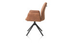 Armlehnstuhl Franky mit Bezug aus Microfaser und Leder in Cognac und Gestell aus schwarzem Metall, Seitenansicht