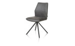Stuhl Franky mit Bezug aus Microfaser und Leder in Off Black und Gestell aus schwarzem Metall