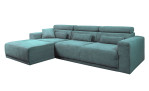 Basis-Wohnlandschaft Carter in der Farbe Blau, Ottoman auf der linken Seite.
