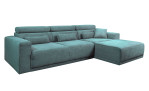 Komfort-Wohnlandschaft Carter in der Farbe Blau, Ottomane auf der rechten Seite.