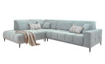Komfort-Wohnlandschaft Luan in einem mintfarbenen Cordstoff.