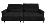 Komfort-Wohnlandschaft Lilly in einem anthrazitfarbenen Cordstoff mit zwei Zierkissen und gezeigter Funktionen.