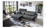 Komfort-Big Sofa Lilly mit einem Cordbezug in Dunkelgrau, Sitztiefenverstellung links ausgefahren, Milieubild