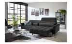 Komfort-Big Sofa Lilly mit einem Cordbezug in Anthrazit, Sitztiefenverstellung rechts ausgefahren, Milieubild