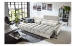 Komfort-Big Sofa Lilly mit einem Cordbezug in Creme, Ansicht der Liegefläche, Milieubild