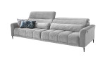 Komfort-Big Sofa Lilly mit einem Cordbezug in Hellgrau.