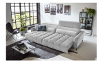 Komfort-Big Sofa Lilly mit einem Cordbezug in Hellgrau, Ansicht der Liegefläche, Milieubild