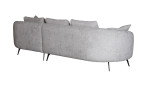 Polsterecke Celine in grau mit 6 Kissen und schwarzen Metallfüßen, Ansicht von hinten