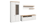 Lowboard Manhattan in weiß mit einer Deckplatte in Nox Oak aus Holzwerkstoff. Mit den passenden Möbel der Serie.