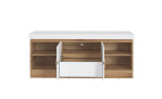 TV Element Calvi in Weiß mit Holzabsetzung, 2 Türen, 1 Fach, 1 Schublade