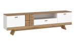 TV-Lowboard Ornella in der Farbe Alpinweiß mit Absetzungen in Evoke Eiche