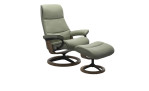 Relaxsessel mit Hocker Stressless View L Signature, Paloma Echtleder Farbe: Shadow Green, Gestell: Smoked Oak, Mattschwarz