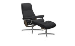 Relaxsessel mit Hocker Stressless View (M) Cross, in der Farbausführung Black, Schrägansicht