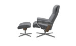 Relaxsessel mit Hocker Stressless View (M) Cross, in der Farbausführung Metal Grey, Seitenansicht