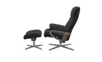 Relaxsessel mit Hocker Stressless View (M) Cross, in der Farbausführung Black, Seitenansicht