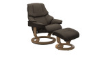 Relaxsessel mit Hocker Stressless® Reno S Classic, Bezug: Aster Webstoff, Farbe: Brown, Gestell: Eiche