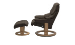 Relaxsessel mit Hocker Stressless® Reno S Classic, Bezug: Aster Webstoff, Farbe: Brown, Gestell: Eiche, Seitenansicht