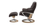 Relaxsessel mit Hocker Stressless Reno S Signature, Bezug: Aster Webstoff, Farbe: Brown, Gestell: Eiche/Aluminium, Seitenansicht