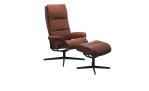 Relaxsessel mit Hocker Stressless Tokyo M Cross, Bezug: Noblesse Echtleder Tigereye, Gestell: Aluminium Mattschwarz 