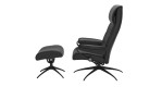 Relaxsessel mit Hocker Stressless London M Star Bezug aus Noblesse Echtleder Black und Gestell aus mattschwarzem Aluminium, Seitenansicht