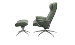 Relaxsessel mit Hocker Stressless Berlin M Star mit Bezug aus Batik Echtleder in Thyme Green und Gestell aus Aluminium, Seitenansicht