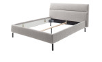 Basis-Polsterbett Mailand in einem grauen Bezugsstoff, mit schwarzen Füßen.
