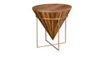 Beistelltisch Nilla von House Nordic, aus Mangoholz mit messingfarbenen Gestell