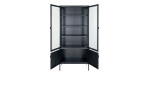 Vitrine Nilla von House Nordic in Schwarz aus Stahl, mit 4 Türen, Draufsicht mit offenen Türen