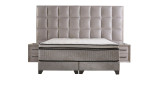 Komfort-Boxspringbett Magnum Extra Grande in einem grauen Bezugsstoff