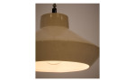 Pendelleuchte Portol mit schwarzem Kabel und einem Keramiklampenschirm in der Farbe Beige, Detailansicht, Lampe eingeschaltet