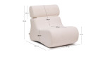 Relaxsessel Club mit ecrufarbenem Bouclebezug und klappbarer Kopfstütze, mit Maßangaben