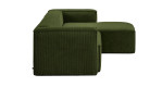 Ecksofa Blok von Kave Home in Cord Grün mit Ottomane rechts, im Profil