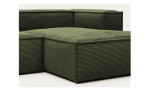 Ecksofa Blok von Kave Home in Cord Grün mit Ottomane rechts, Ansicht Ottomane