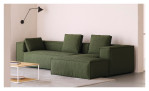 Ecksofa Blok von Kave Home in Cord Grün mit Ottomane rechts, Ansicht im Milieu