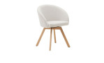 Drehstuhl Marvin von Kave Home in Beige aus Chenille-Stoff, Gestell Buche Massiv