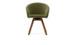 Drehstuhl Marvin von Kave Home in Grün aus Chenille-Stoff, Gestell Buche mit Nussbaumfinish, Draufsicht