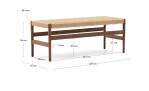 Bank Zaide von Kave Home, Gestell Eichenholz, Ansicht mit Maßen