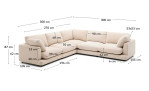 Ecksofa Gala von Kave Home in Chenille-Stoffe in Beige, 6-Sitzer, Ansicht mit Maßen
